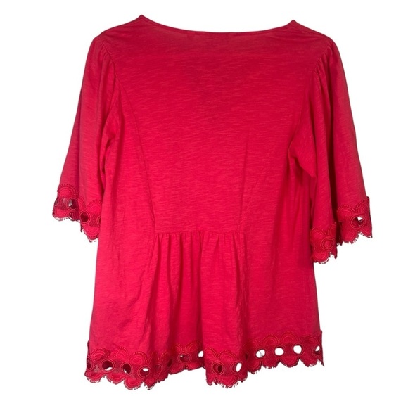 Boden Ayla Jersey Top Sunset Crochet Trim Bell Sleeves Tassels Boho Women’s Sz 4 - Picture 5 of 12